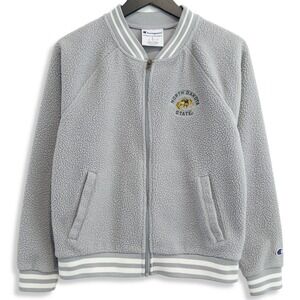 Champion NDSU Fleece Jacket Women Small Gray NCAA College‎ Cozy Varsity Bomber